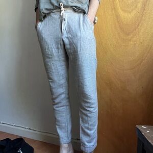 Zara Linen Cotton Blend Jogger w/ tie string at waist